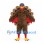 Turkey Mascot Costume in Brown and Red with Large Layered Fan Tail