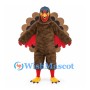 Turkey Mascot Costume in Brown and Red with Large Layered Fan Tail
