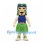 Tiki Character Mascot Costume with Green Grass Skirt and Leaf Hair