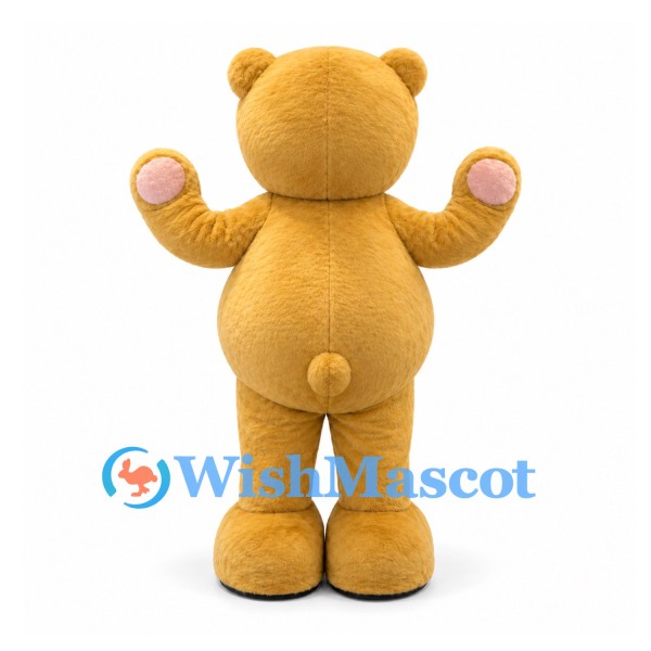 Bear Mascot Costume in Gold with Cream Belly and Pink Paw Pads