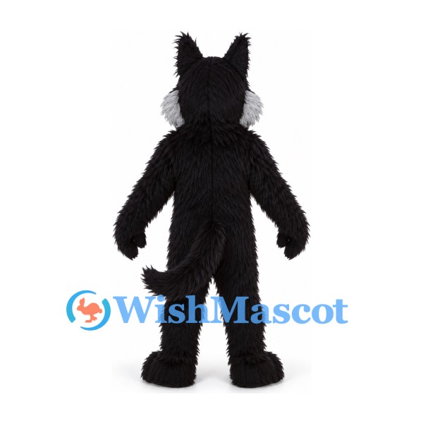 Wolf Mascot Costume in Black and Gray with White Chest