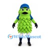 Hop Cone Mascot Costume in Green with Blue Cap and White Shorts