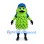 Hop Cone Mascot Costume in Green with Blue Cap and White Shorts
