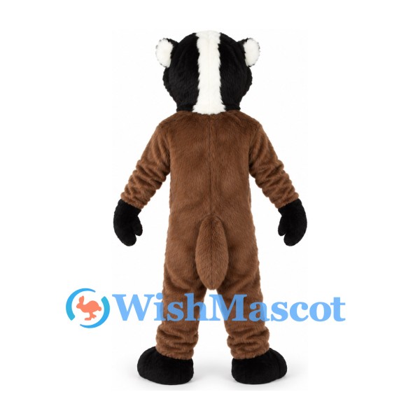 Badger Mascot Costume in Brown with Black and White Face