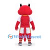 Devil Mascot Costume in Red with Red and White Sports Uniform