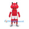 Devil Mascot Costume in Red with Red and White Sports Uniform