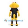 Yellow Creature Mascot Costume with Wide Head and Black Sports Uniform