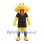 Yellow Creature Mascot Costume with Wide Head and Black Sports Uniform