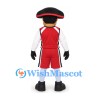Patriot Mascot Costume in Red Uniform with Black Tricorn Hat