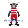 Bull Mascot Costume in Gray with Red and White Striped Sports Uniform