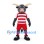 Bull Mascot Costume in Gray with Red and White Striped Sports Uniform