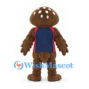 Owl Mascot Costume in Brown with Navy Sports Shirt and Red Headband