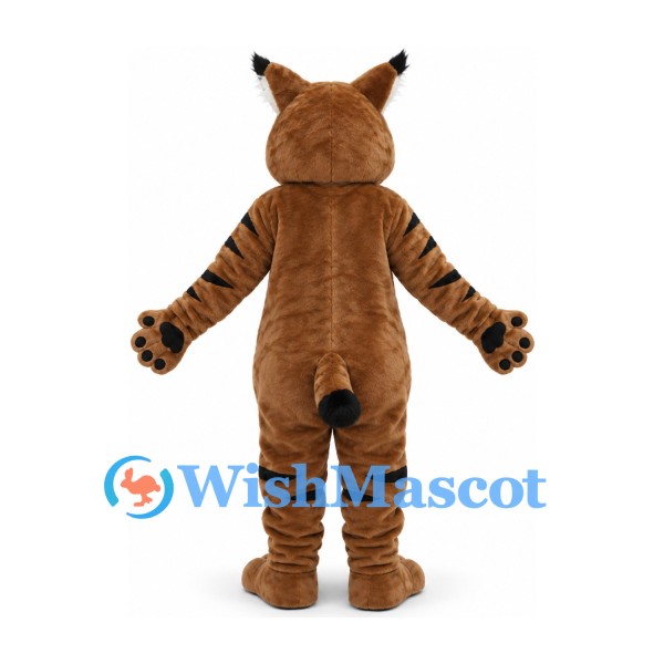 Lynx Mascot Costume in Brown with White Belly and Black Markings