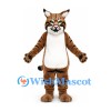 Lynx Mascot Costume in Brown with White Belly and Black Markings