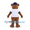 Rat Mascot Costume in Brown with White Shirt and Navy Cap