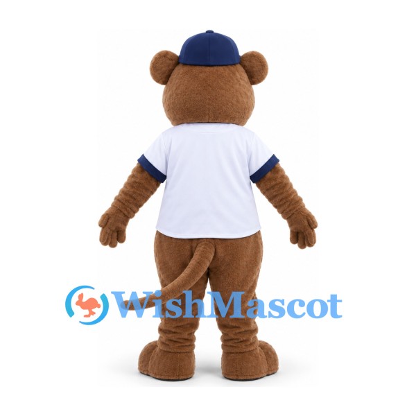 Rat Mascot Costume in Brown with White Shirt and Navy Cap