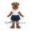 Rat Mascot Costume in Brown with White Shirt Navy Skirt and Hair Bow