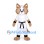 Cat Mascot Costume in Tan and White with Karate Uniform and Black Belt