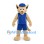 Cougar Mascot Costume in Tan with Blue Sports Uniform and Backward Cap