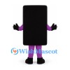 Rectangle Mascot Costume in Black with Purple Arms and Legs