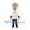 Colonial Man Mascot Costume with Gray Wig White Baseball Shirt and Black Trousers