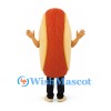 Hot Dog Mascot Costume with Mustard Stripes and Tan Bun