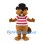 Beaver Mascot Costume in Brown with Black Bowler Hat and Red Striped Shirt