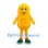 Yellow Character Mascot Costume with Rounded Body Bow Tie and Green Shoes