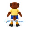 Eagle Mascot Costume in Brown with Yellow Shirt and Blue Shorts