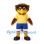 Eagle Mascot Costume in Brown with Yellow Shirt and Blue Shorts
