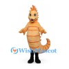 Seahorse Mascot Costume in Peach with Curled Tail and Orange Fin Details