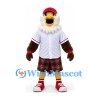 Eagle Mascot Costume in White and Brown with Baseball Shirt and Red Tartan Kilt