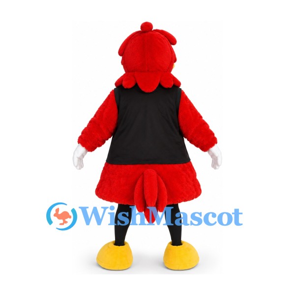 Cardinal Mascot Costume in Red with Black Sleeveless Shirt