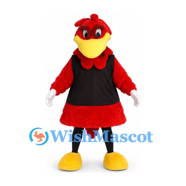 Cardinal Mascot Costume in Red with Black Sleeveless Shirt