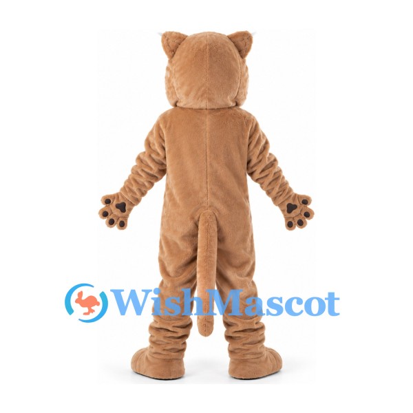 Cougar Mascot Costume in Tan with White Chin and Large Paws