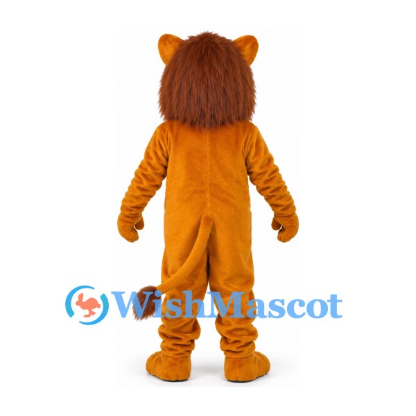 Lion Mascot Costume in Orange with Brown Mane and White Chin