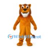 Lion Mascot Costume in Orange with Brown Mane and White Chin