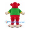 Monkey Mascot Costume in Red and Cream with Green Shirt