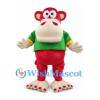Monkey Mascot Costume in Red and Cream with Green Shirt