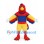 Parrot Mascot Costume in Red and Yellow with Blue Striped Shirt
