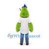 Monster Mascot Costume in Green with White Lab Coat and Blue Hair