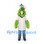 Monster Mascot Costume in Green with White Lab Coat and Blue Hair