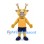 Deer Mascot Costume in Gold with Yellow Sports Shirt and Navy Shorts