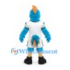 Bird Mascot Costume in Teal with Orange Crest and White Sports Uniform