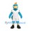 Bird Mascot Costume in Teal with Orange Crest and White Sports Uniform