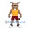 Lynx Mascot Costume in Tan with Yellow Shirt and Burgundy Shorts