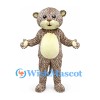 Bear Mascot Costume in Brown Speckled Fur with Cream Belly