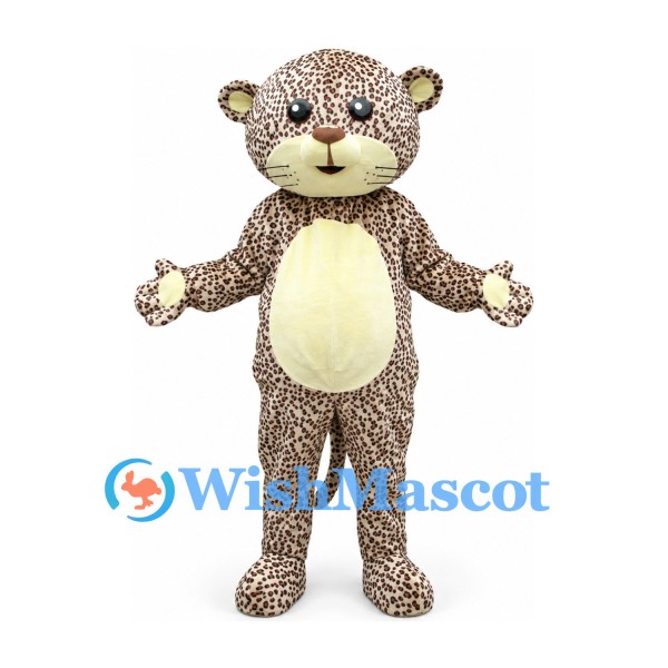 Bear Mascot Costume in Brown Speckled Fur with Cream Belly