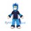 Monster Mascot Costume in Blue with Spiky Hair and Navy Jacket