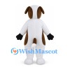 Dog Mascot Costume in White with Brown Patches and Floppy Ears